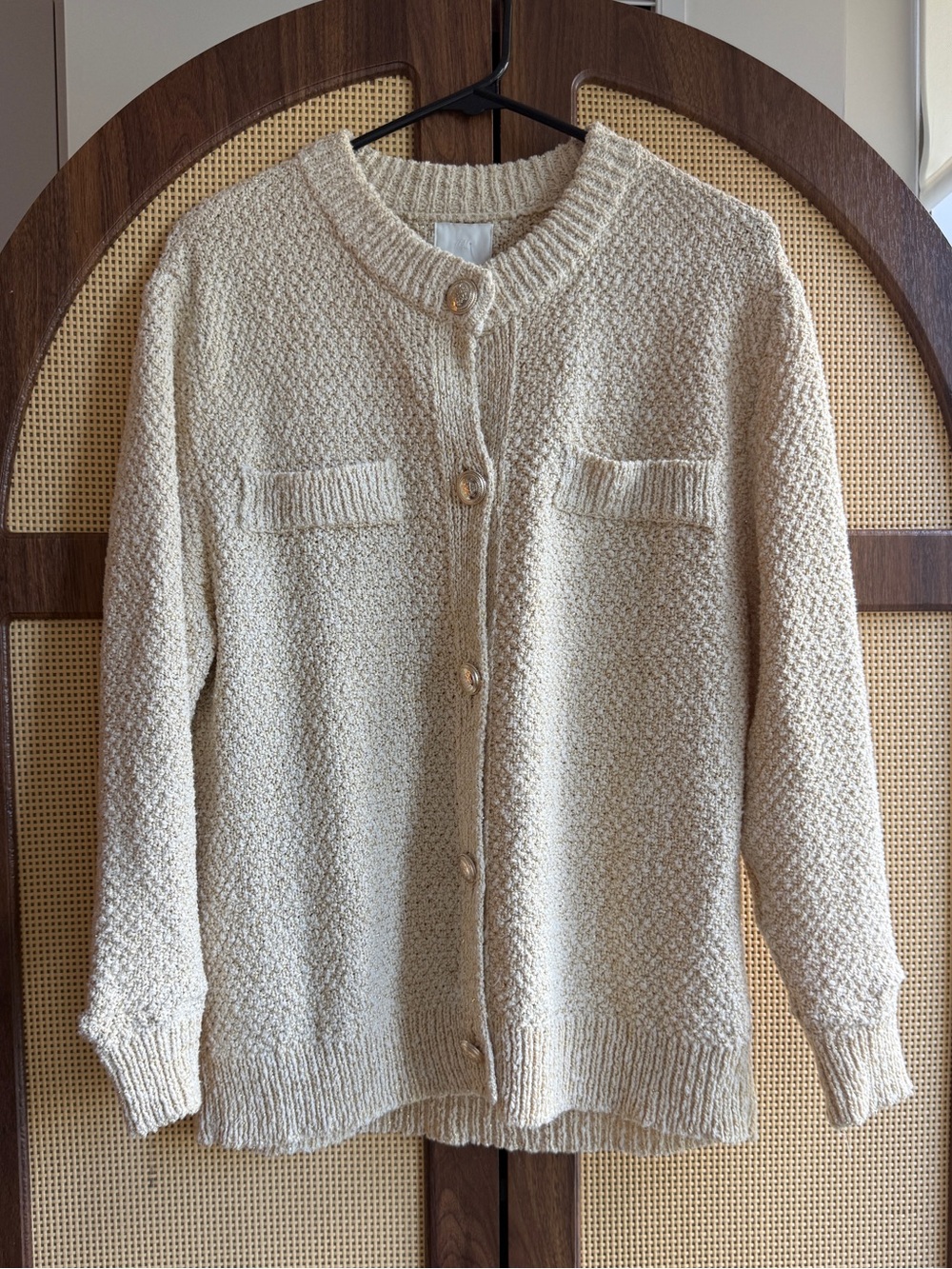 H&M cream and gold oversized cardigan - SMALL